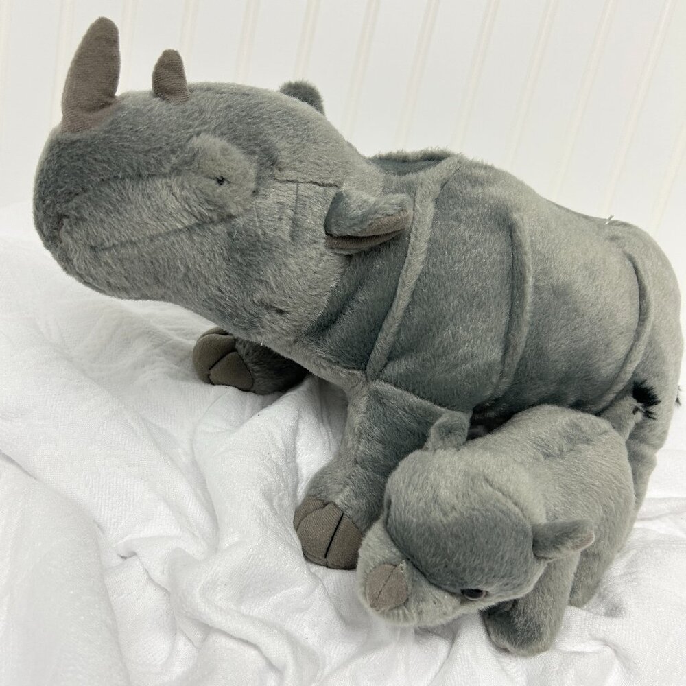 Adventure Planet Rhino & Baby Plush  Birth of Life Mother and Baby Calf